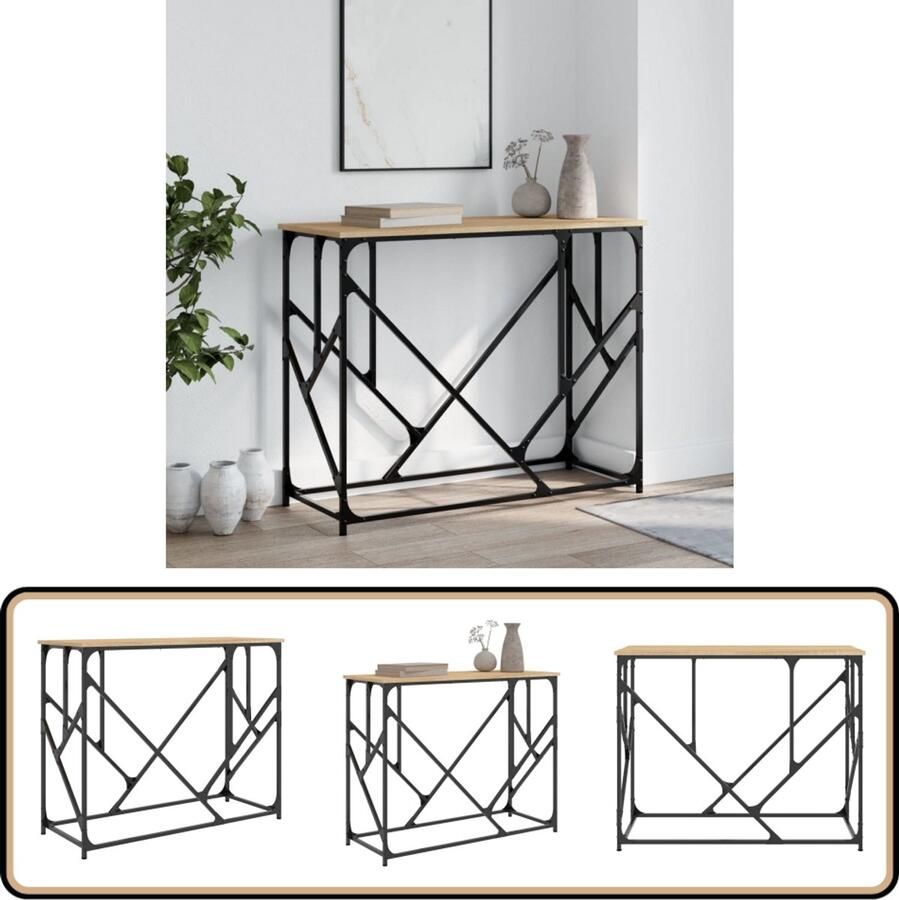 VidaXL Wandtafel Sonoma Eiken 100x40x80 cm Wandtafel Industrieel Houten Tafel Sonomapine Salontafel Entreetafel Vintage