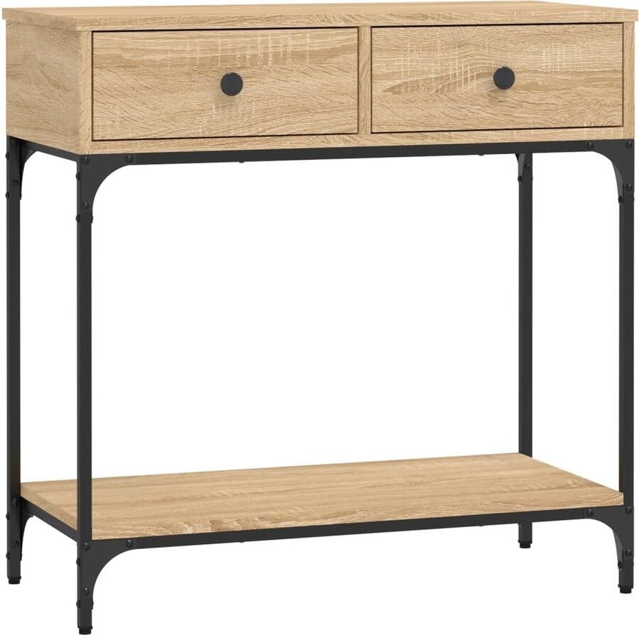 VidaXL Wandtafel Sonoma Eiken 75x34 5x75 cm Wandtafel Salontafel Entreetafel Houten Tafel Metalen Tafel