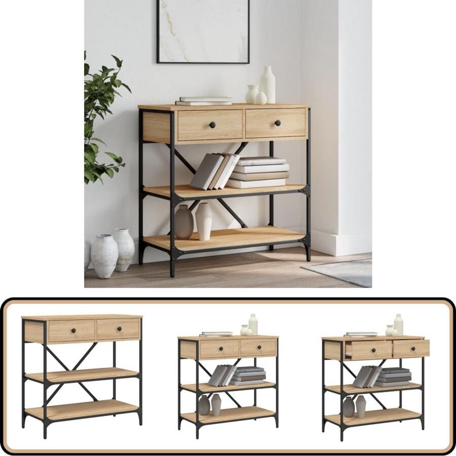 VidaXL Salontafel Wandtafel 75x34 5x75 cm bewerkt hout sonoma eikenkleurig Bijzettafel Houten Tafel Eiken Tafel