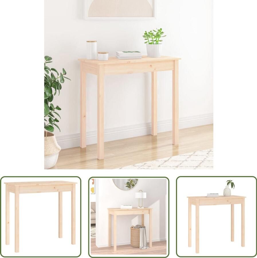 VidaXL Wandtafel van massief grenenhout 80x40x75 cm Wandtafel Grenenhouten Tafel Houten Wandconsole Vintage Wandtafel Industriële Wandtafel Salontafel Entreetafel Muurplank