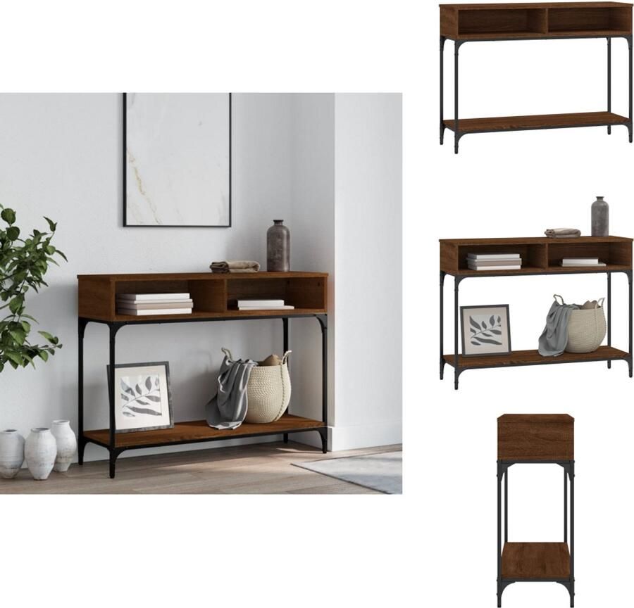 VidaXL Wandtafel Wandtafels Banktafel Haltafel Wandtafel 100x30 5x75 cm bewerkt hout bruin eikenkleur