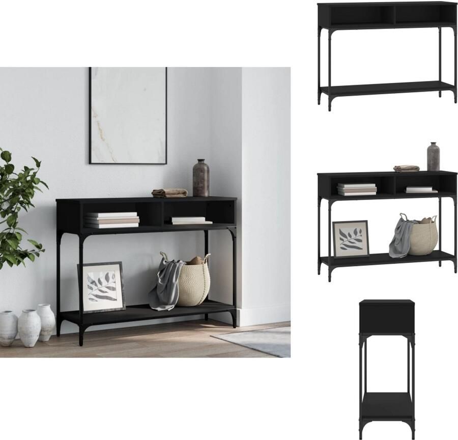 VidaXL Wandtafel Wandtafels Banktafel Haltafel Wandtafel 100x30 5x75 cm bewerkt hout zwart