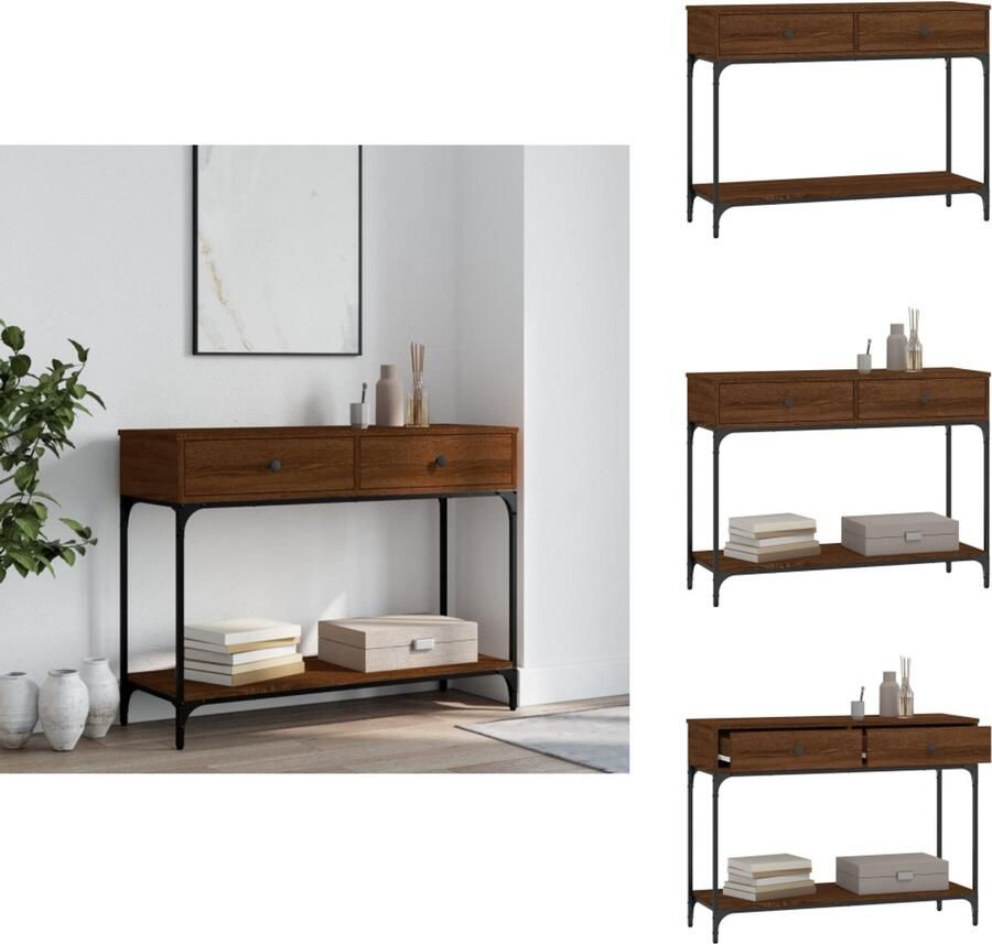 VidaXL Wandtafel Wandtafels Banktafel Haltafel Wandtafel 100x34 5x75 cm bewerkt hout bruin eikenkleur