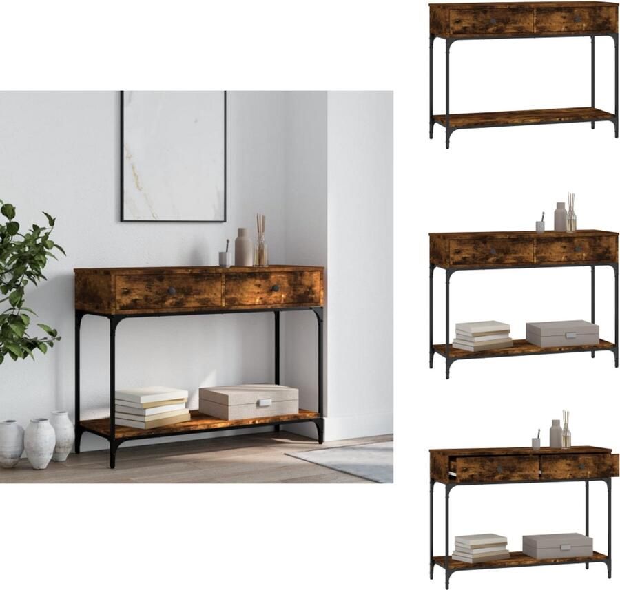 VidaXL Wandtafel Wandtafels Banktafel Haltafel Wandtafel 100x34 5x75 cm bewerkt hout gerookt eikenkleurig