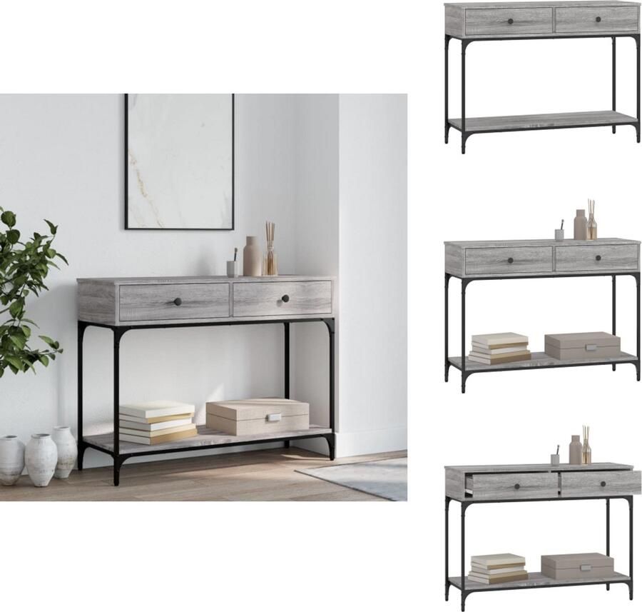 VidaXL Wandtafel Wandtafels Banktafel Haltafel Wandtafel 100x34 5x75 cm bewerkt hout grijs sonoma eikenkleurig