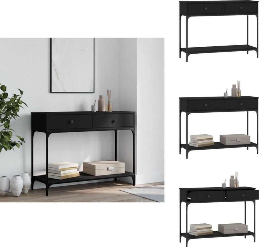 VidaXL Wandtafel Wandtafels Banktafel Haltafel Wandtafel 100x34 5x75 cm bewerkt hout zwart