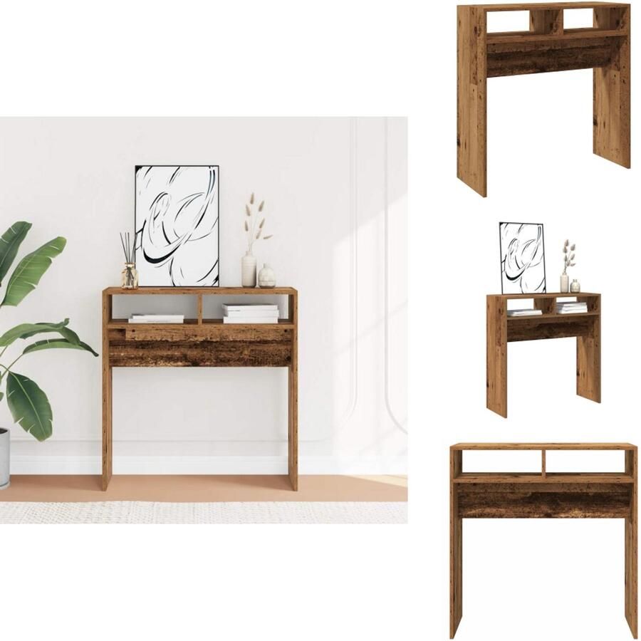 VidaXL Wandtafel Wandtafels Banktafel Haltafel Wandtafel 78x30x80 cm bewerkt hout oud houtkleurig