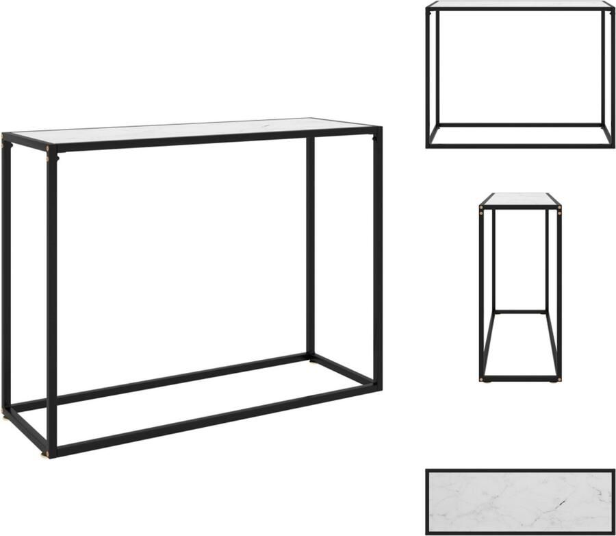 VidaXL Wandtafel Wandtafels Bijzettafel Bijzettafels Wandtafel 100x35x75 cm gehard glas wit