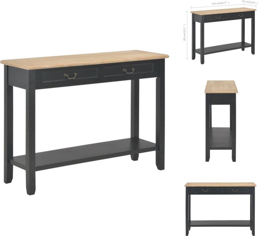 VidaXL Wandtafel Wandtafels Bijzettafel Bijzettafels Wandtafel 110x35x80 cm hout zwart