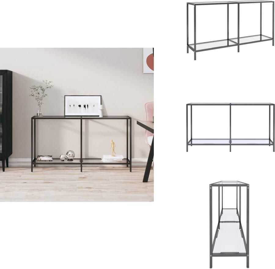 VidaXL Wandtafel Modern 140x35x75.5cm Transparant Gehard Glas en Gepoedercoat Staal Montage vereist Tafel