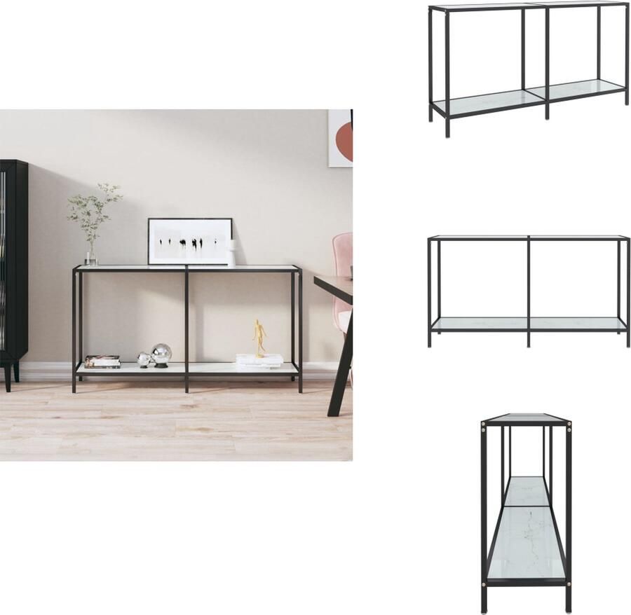 VidaXL Wandtafel Wandtafels Bijzettafel Bijzettafels Wandtafel 140x35x75 5 cm gehard glas wit