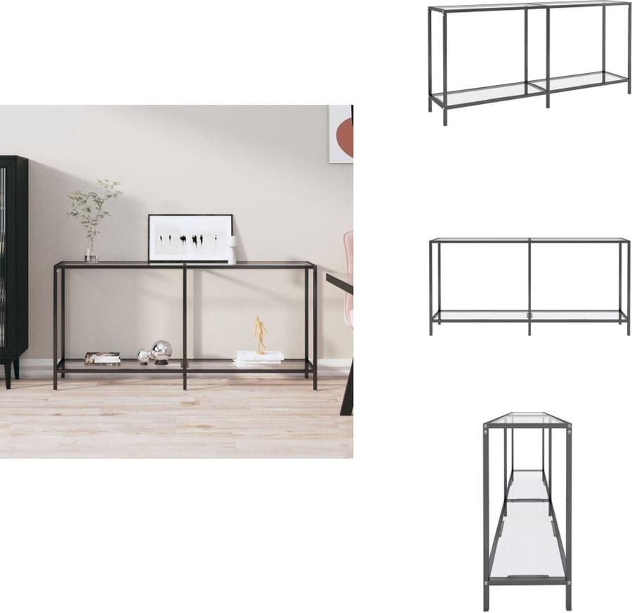 VidaXL Wandtafel Transparant Gehard Glas en Gepoedercoat Staal 160 x 35 x 75.5 cm Montage Vereist Tafel