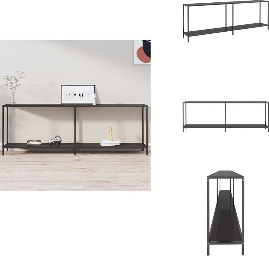 VidaXL Wandtafel Wandtafels Bijzettafel Bijzettafels Wandtafel 220x35x75 5 cm gehard glas zwart