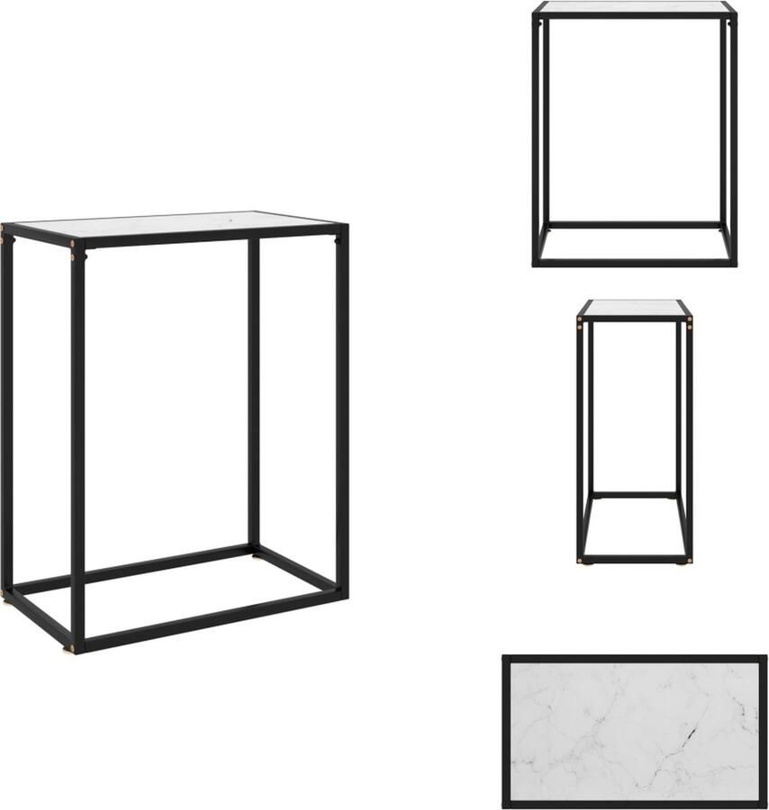 VidaXL Wandtafel Wandtafels Bijzettafel Bijzettafels Wandtafel 60x35x75 cm gehard glas wit - Foto 2