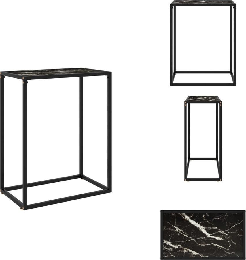 VidaXL Wandtafel Wandtafels Bijzettafel Bijzettafels Wandtafel 60x35x75 cm gehard glas zwart