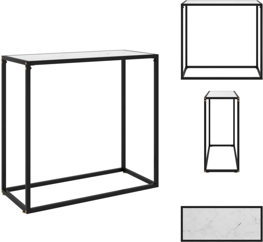 VidaXL Wandtafel Wandtafels Bijzettafel Bijzettafels Wandtafel 80x35x75 cm gehard glas wit