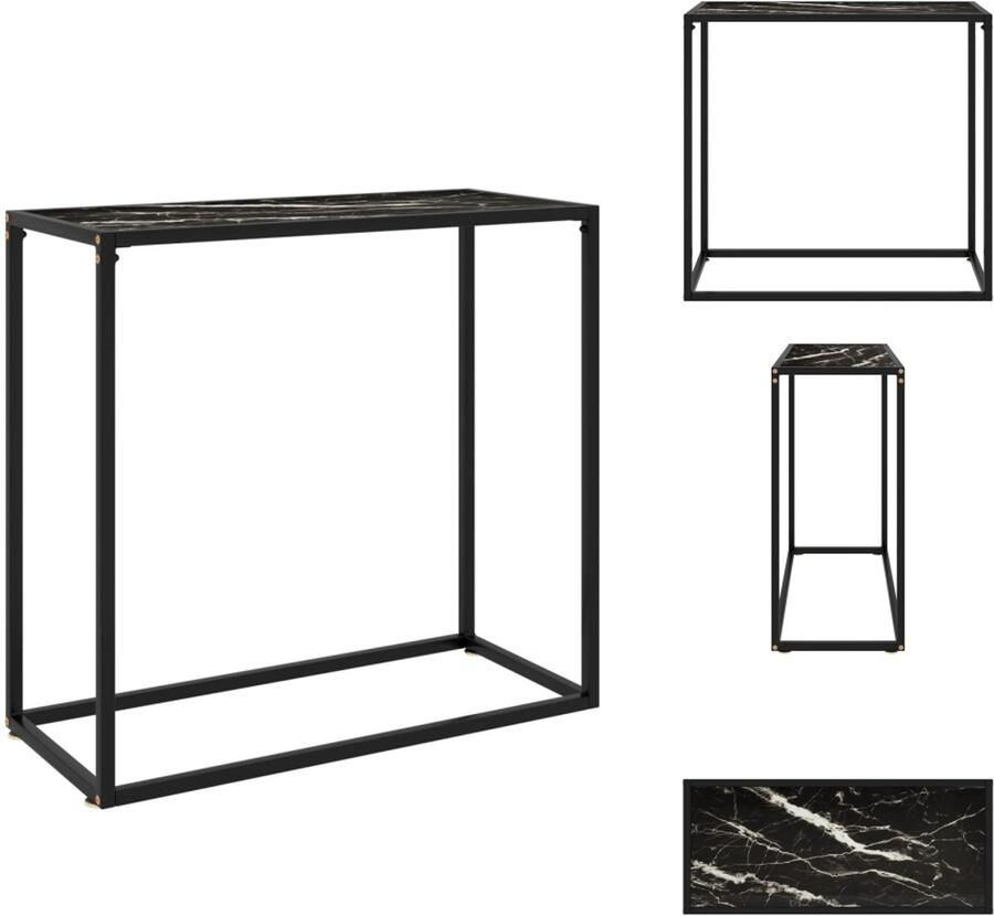 VidaXL Wandtafel Wandtafels Bijzettafel Bijzettafels Wandtafel 80x35x75 cm gehard glas zwart