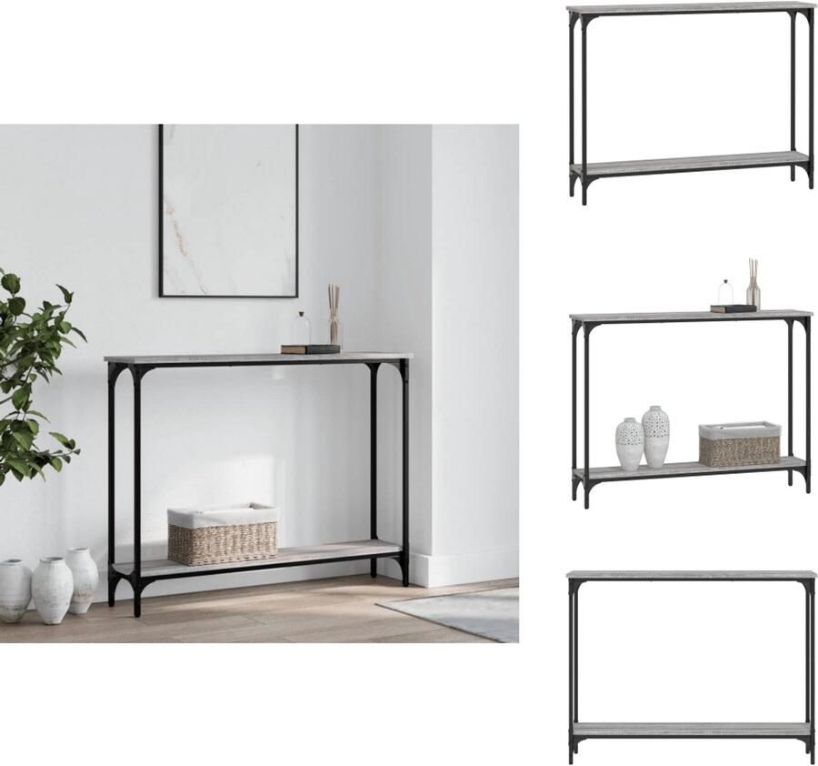 VidaXL Wandtafel Wandtafels Bijzettafel Console Tafel Wandtafel 100x22 5x75 cm bewerkt hout grijs sonoma eikenkleurig