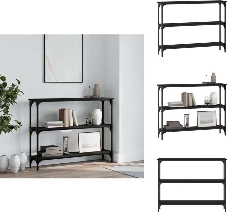 The Living Store Wandtafel 100x22 5x75 cm bewerkt hout zwart Wandtafel Consoletafel Haltafel Opbergtafel Industriële Tafel