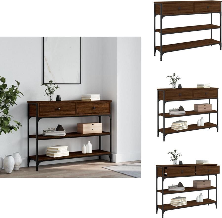 VidaXL Wandtafel Wandtafels Bijzettafel Console Tafel Wandtafel 100x25x75 cm bewerkt hout bruin eikenkleur