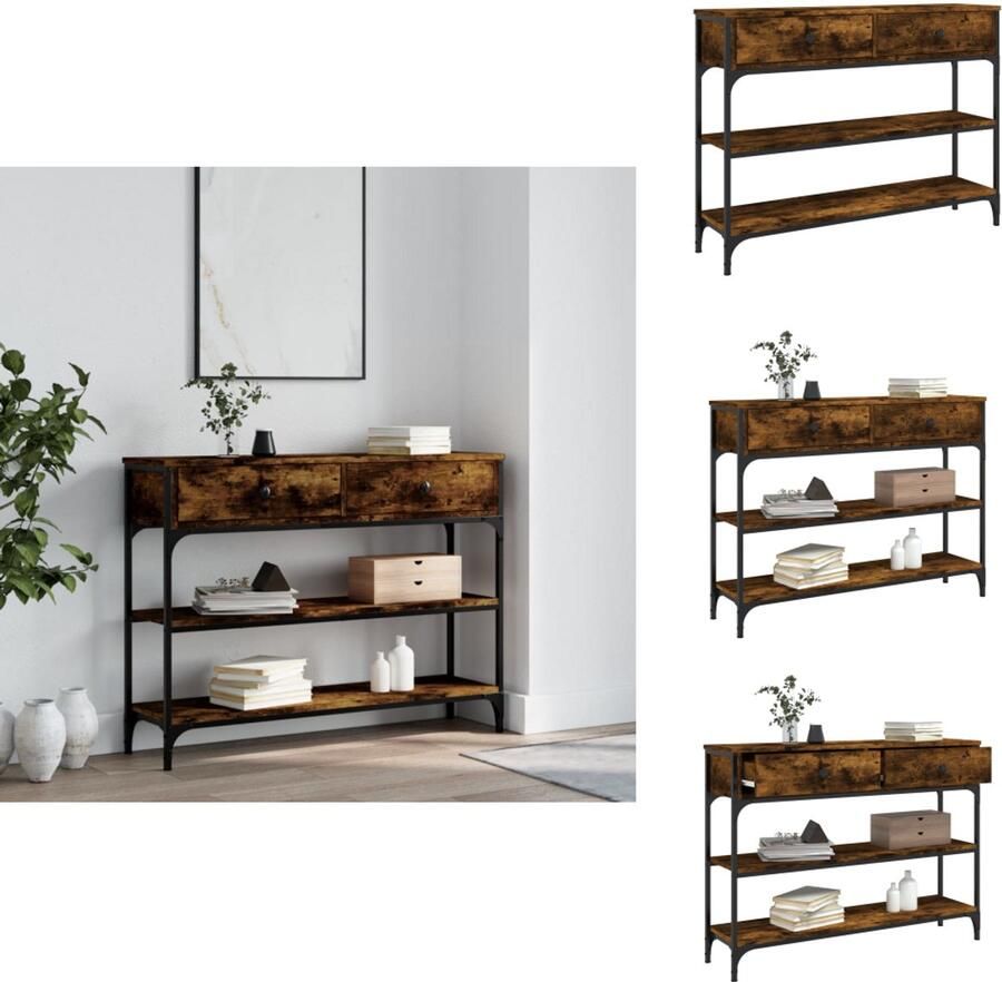 VidaXL Wandtafel Wandtafels Bijzettafel Console Tafel Wandtafel 100x25x75 cm bewerkt hout gerookt eikenkleurig