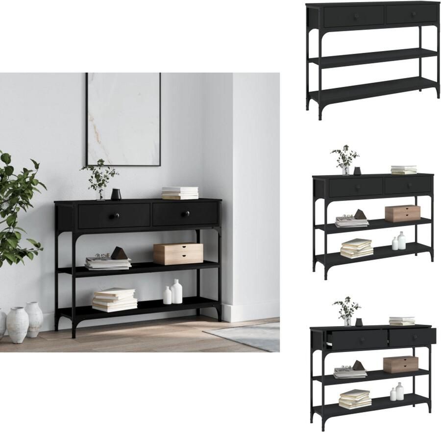 VidaXL Wandtafel Wandtafels Bijzettafel Console Tafel Wandtafel 100x25x75 cm bewerkt hout zwart