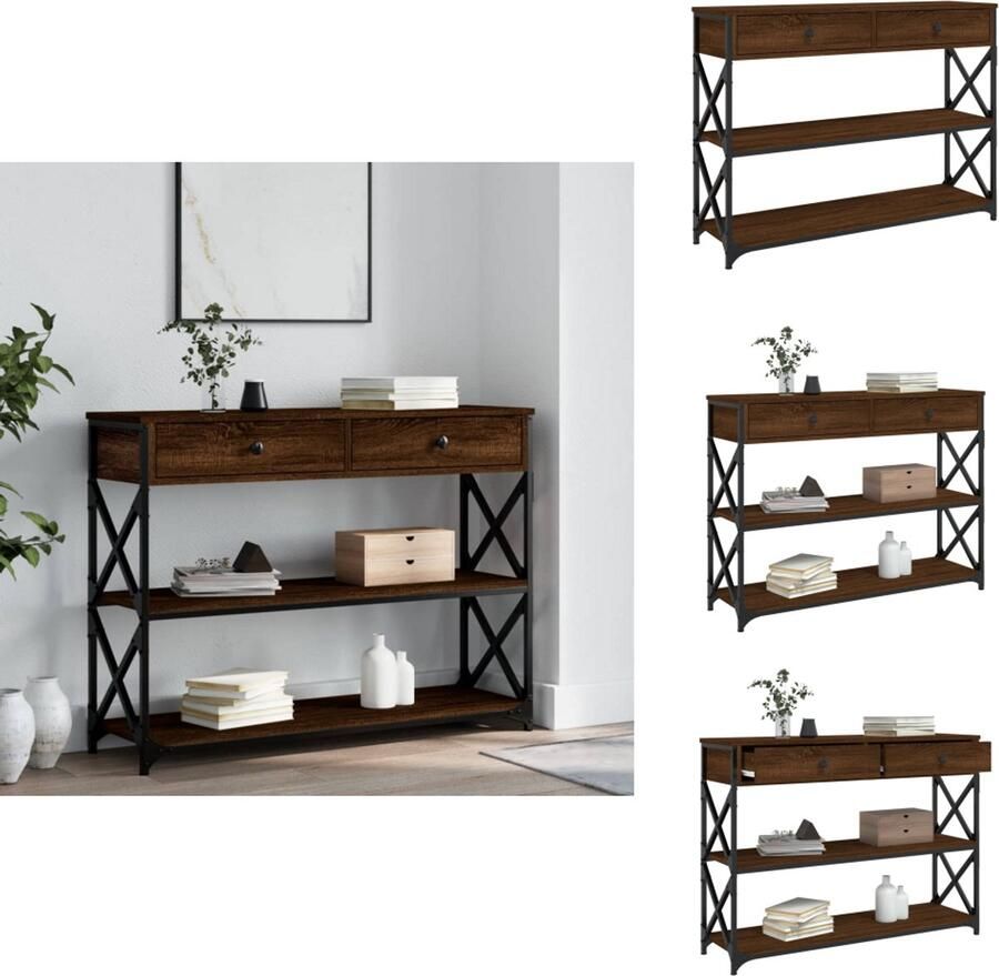 VidaXL Wandtafel Wandtafels Bijzettafel Console Tafel Wandtafel 100x28x75 cm bewerkt hout bruin eikenkleur