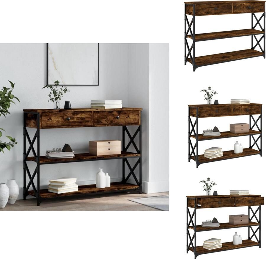 VidaXL Wandtafel Wandtafels Bijzettafel Console Tafel Wandtafel 100x28x75 cm bewerkt hout gerookt eikenkleurig