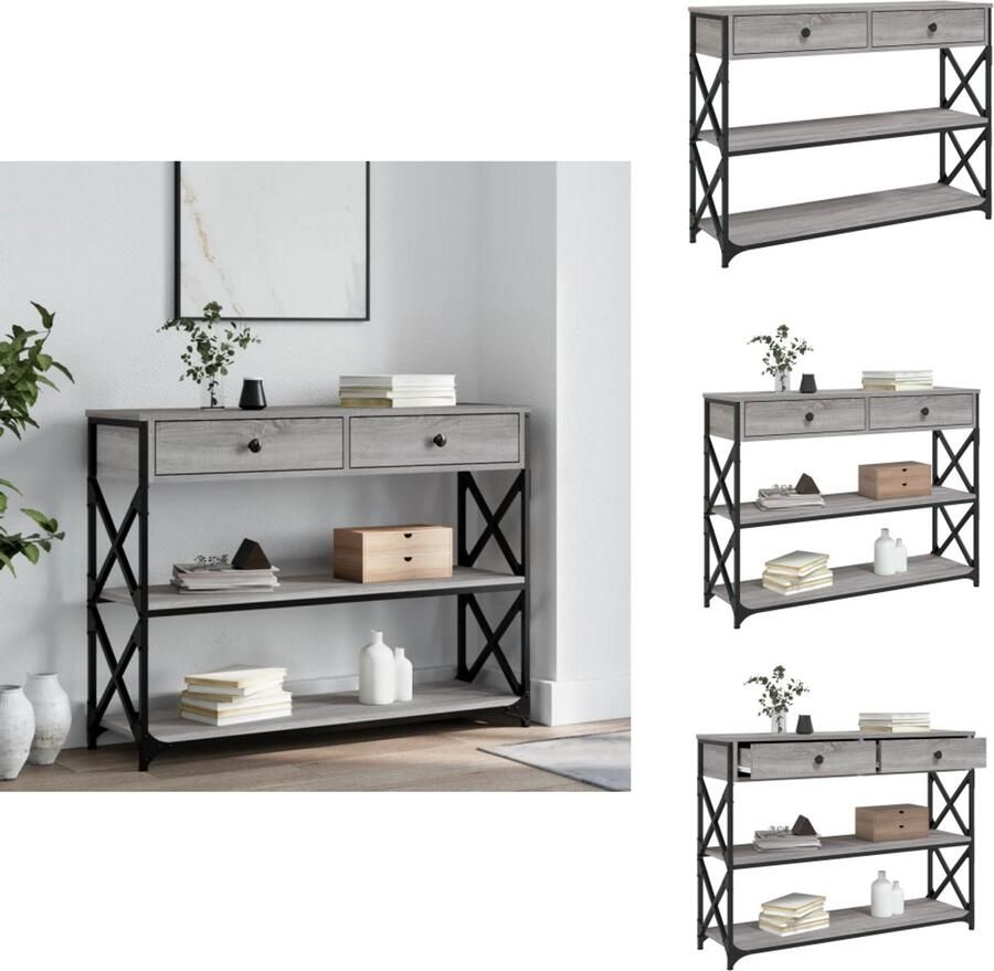 VidaXL Wandtafel Wandtafels Bijzettafel Console Tafel Wandtafel 100x28x75 cm bewerkt hout grijs sonoma eikenkleurig