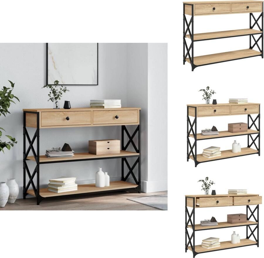 VidaXL Wandtafel Wandtafels Bijzettafel Console Tafel Wandtafel 100x28x75 cm bewerkt hout sonoma eikenkleurig