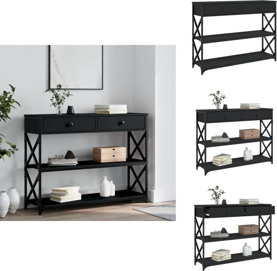 VidaXL Wandtafel Wandtafels Bijzettafel Console Tafel Wandtafel 100x28x75 cm bewerkt hout zwart