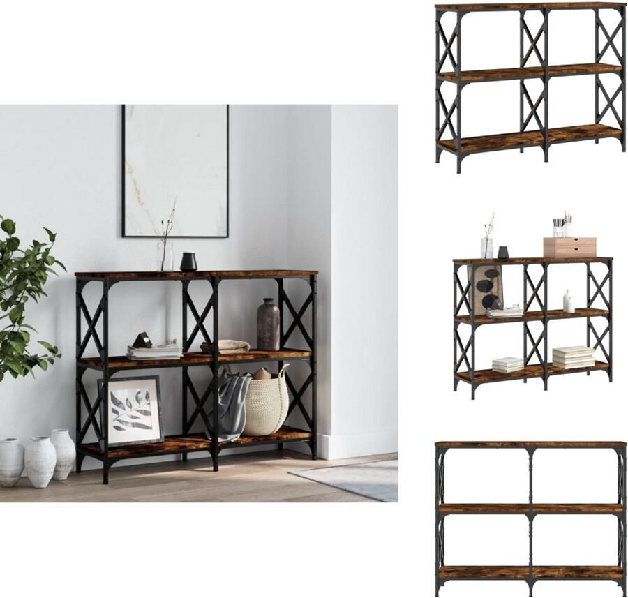 VidaXL Wandtafel Wandtafels Bijzettafel Console Tafel Wandtafel 100x28x80 5 cm bewerkt hout gerookt eikenkleurig