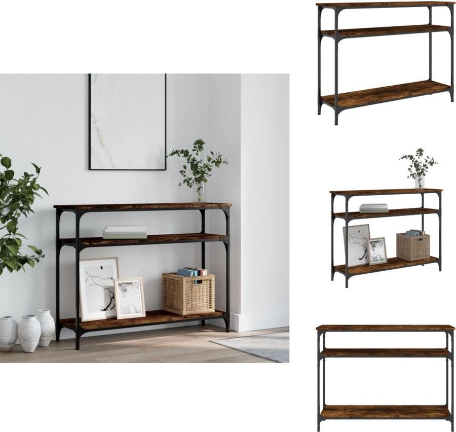 VidaXL Wandtafel Wandtafels Bijzettafel Console Tafel Wandtafel 100x29x75 cm bewerkt hout gerookt eikenkleurig