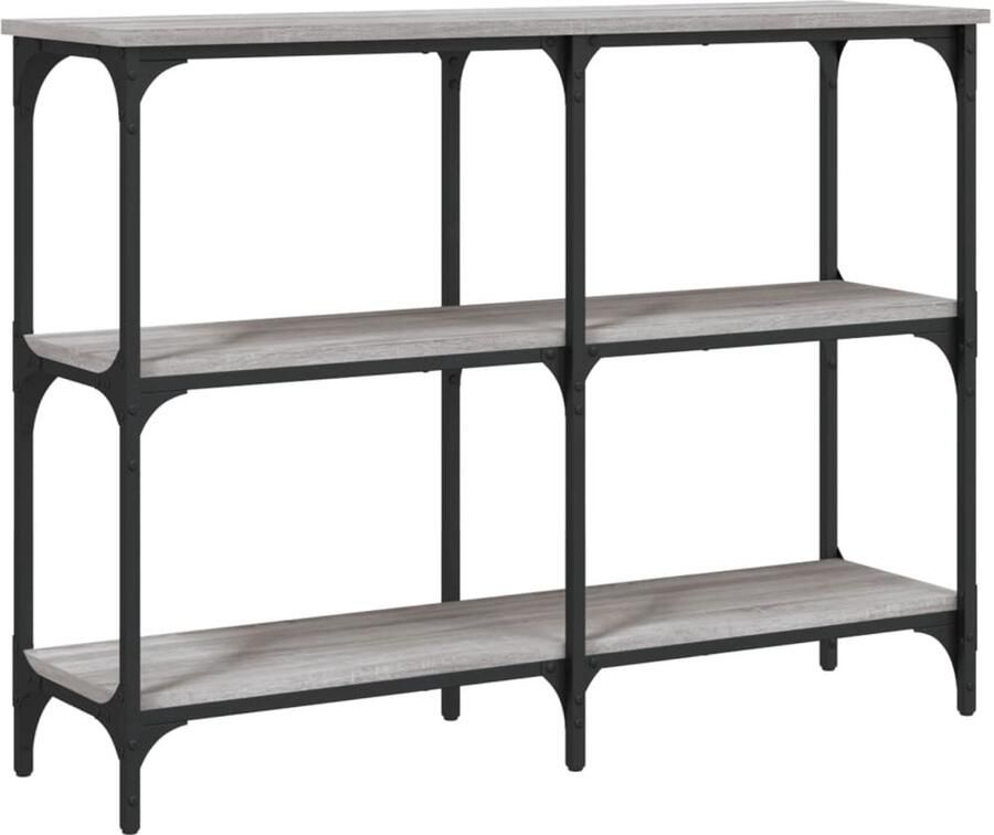 The Living Store Wandtafel 100x29x75 cm bewerkt hout grijs sonoma eikenkleurig Wandtafel Industrieel Design Grijze Kleur Houten Tafel Metaalframe