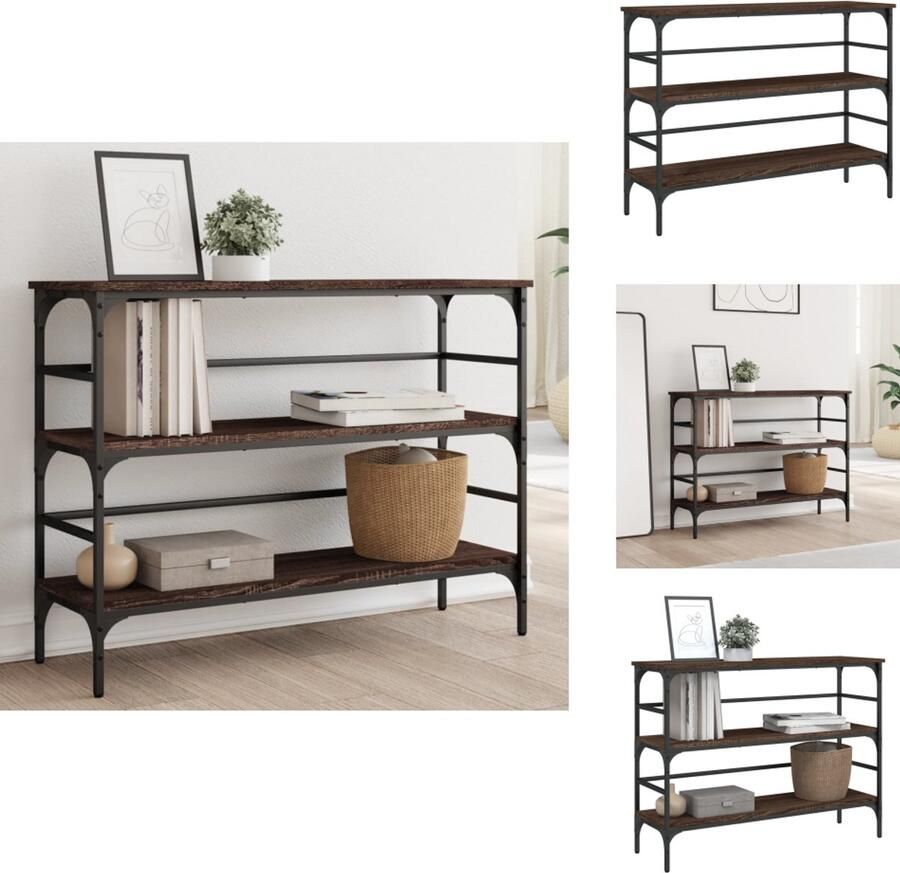 VidaXL Wandtafel Wandtafels Bijzettafel Console Tafel Wandtafel 100x32x75 cm bewerkt hout bruin eikenkleur - Foto 2