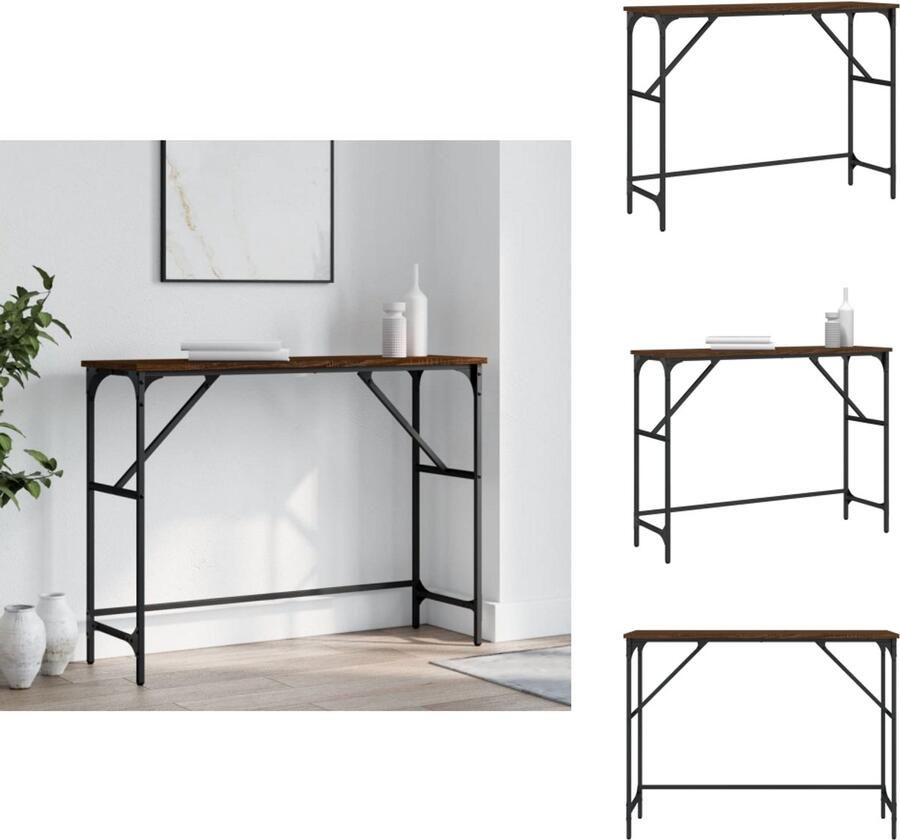 VidaXL Wandtafel Wandtafels Bijzettafel Console Tafel Wandtafel 100x32x75 cm bewerkt hout bruin eikenkleur