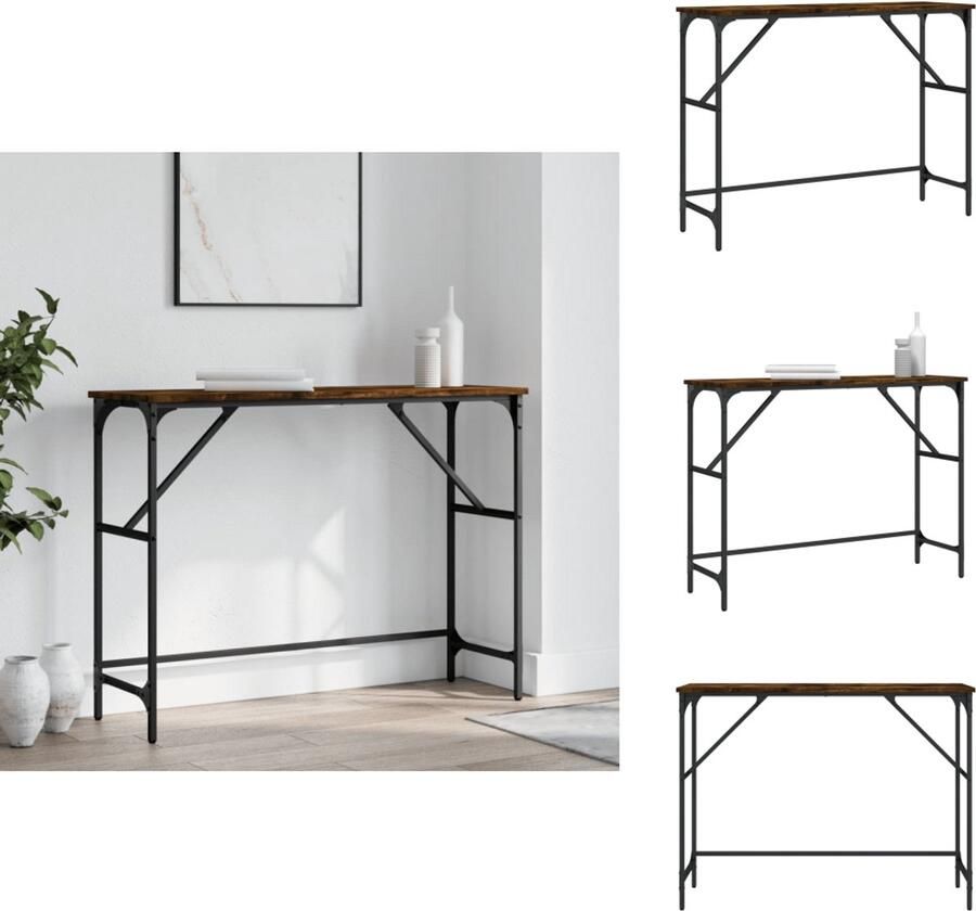 VidaXL Wandtafel 100x32x75 cm bewerkt hout gerookt eikenkleurig Wandtafel Houten Wandtafel Bruine Wandtafel Vintage Wandtafel Opbergwandtafel