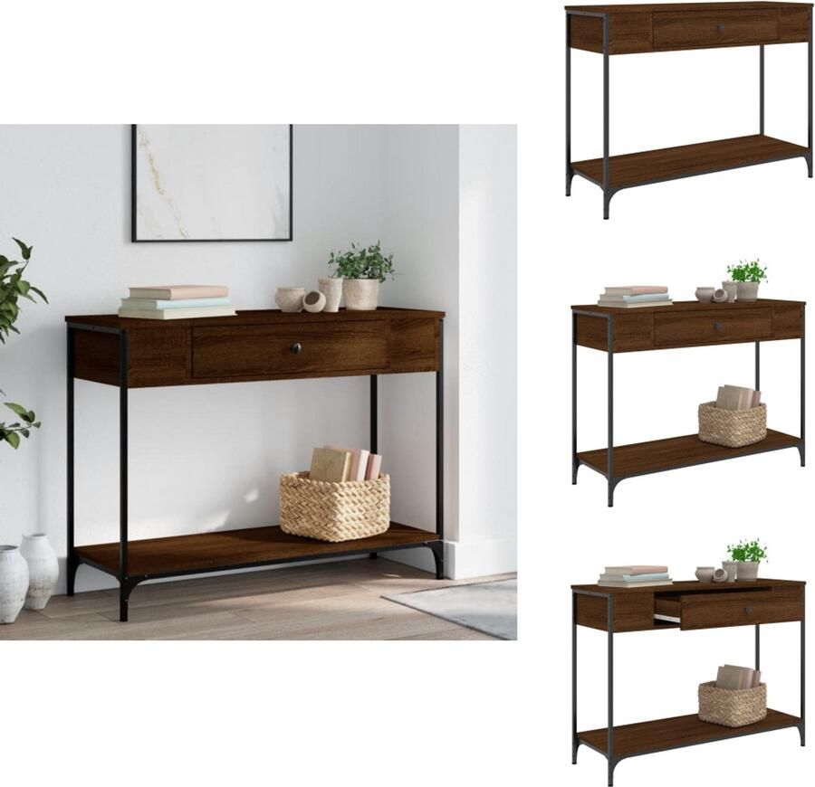 VidaXL -Wandtafel-100x34 5x75-cm-bewerkt-hout-bruin-eikenkleur - Foto 4