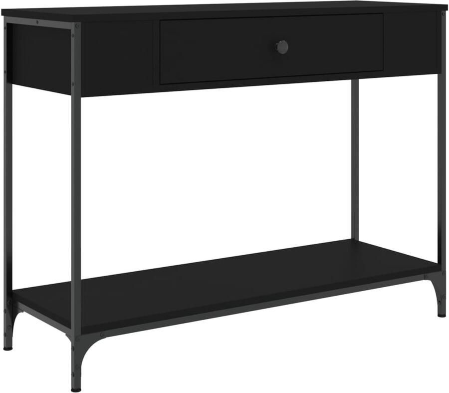 VidaXL Wandtafel 100x34 5x75 cm bewerkt hout zwart Wandtafel Wandtafels Bijzettafel Console Tafel - Foto 2