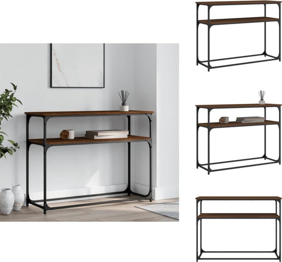 VidaXL Wandtafel Wandtafels Bijzettafel Console Tafel Wandtafel 100x35 5x75 cm bewerkt hout bruin eikenkleur