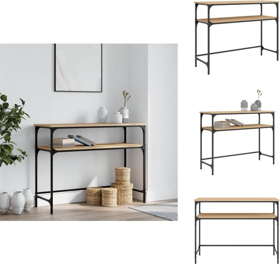 The Living Store Wandtafel IndustriÃle Stijl 120x40 Bewerkt Hout Verstelbare Poten Wandtafel Industrieel Design Houten Tafel Salontafel Entreetafel - Foto 2