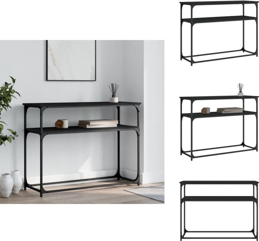 VidaXL Wandtafel Wandtafels Bijzettafel Console Tafel Wandtafel 100x35 5x75 cm bewerkt hout zwart