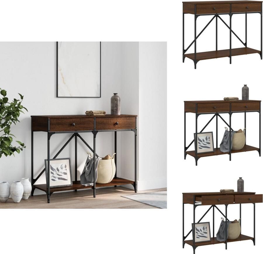 VidaXL Wandtafel Wandtafels Bijzettafel Console Tafel Wandtafel 100x39x78 5 cm bewerkt hout bruin eikenkleur