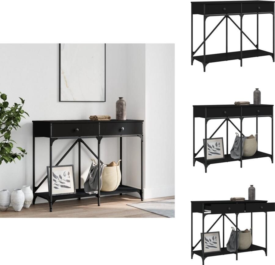 VidaXL Wandtafel Wandtafels Bijzettafel Console Tafel Wandtafel 100x39x78 5 cm bewerkt hout zwart