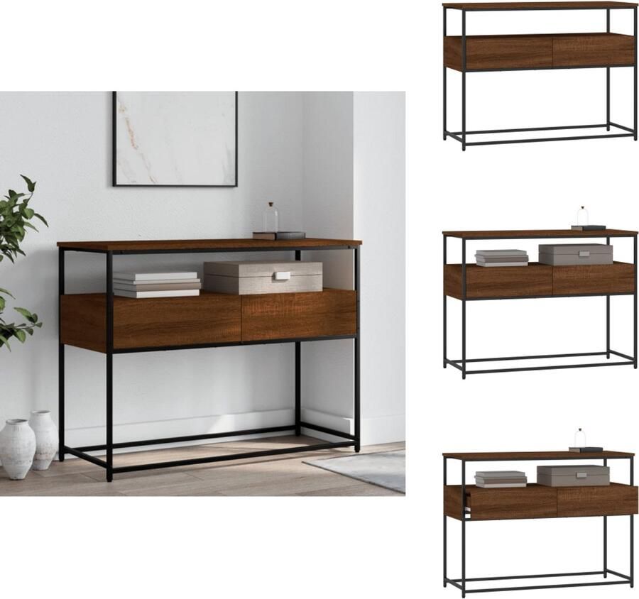VidaXL Wandtafel Wandtafels Bijzettafel Console Tafel Wandtafel 100x40x75 cm bewerkt hout bruin eikenkleur