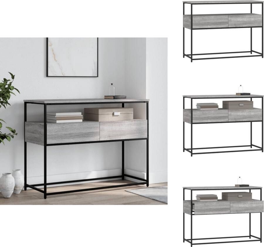 VidaXL Wandtafel Wandtafels Bijzettafel Console Tafel Wandtafel 100x40x75 cm bewerkt hout grijs sonoma eikenkleurig