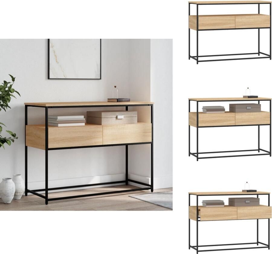 VidaXL Wandtafel Wandtafels Bijzettafel Console Tafel Wandtafel 100x40x75 cm bewerkt hout sonoma eikenkleurig