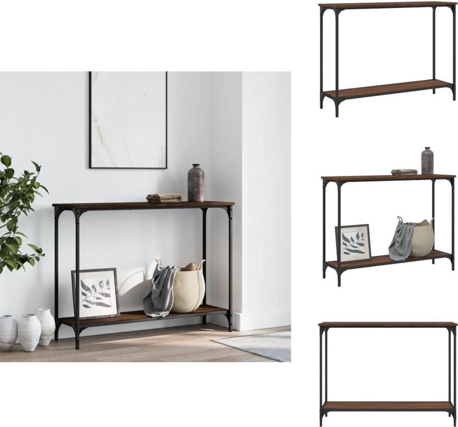 VidaXL Wandtafel Wandtafels Bijzettafel Console Tafel Wandtafel 101x30 5x75 cm bewerkt hout bruin eikenkleur