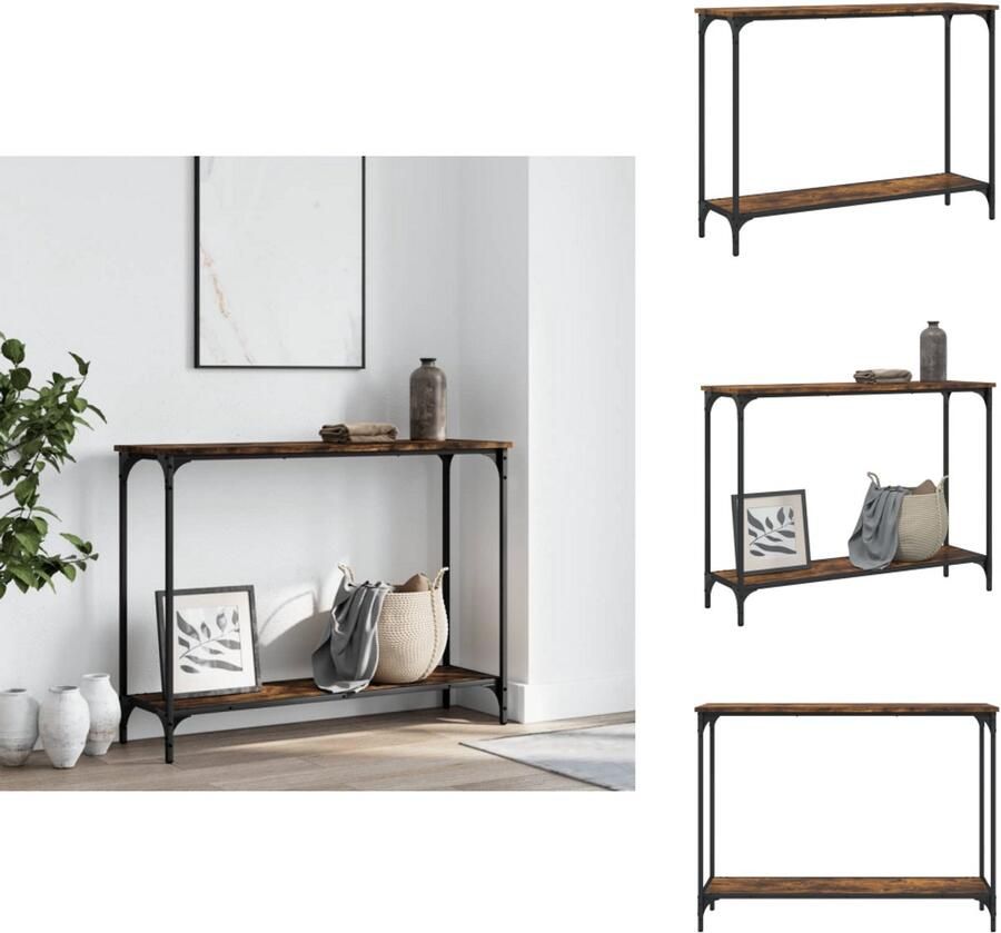 VidaXL Wandtafel Wandtafels Bijzettafel Console Tafel Wandtafel 101x30 5x75 cm bewerkt hout gerookt eikenkleurig