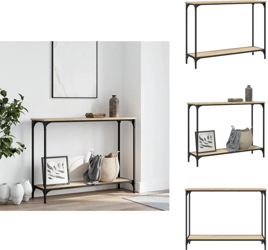 VidaXL Wandtafel Wandtafels Bijzettafel Console Tafel Wandtafel 101x30 5x75 cm bewerkt hout sonoma eikenkleurig